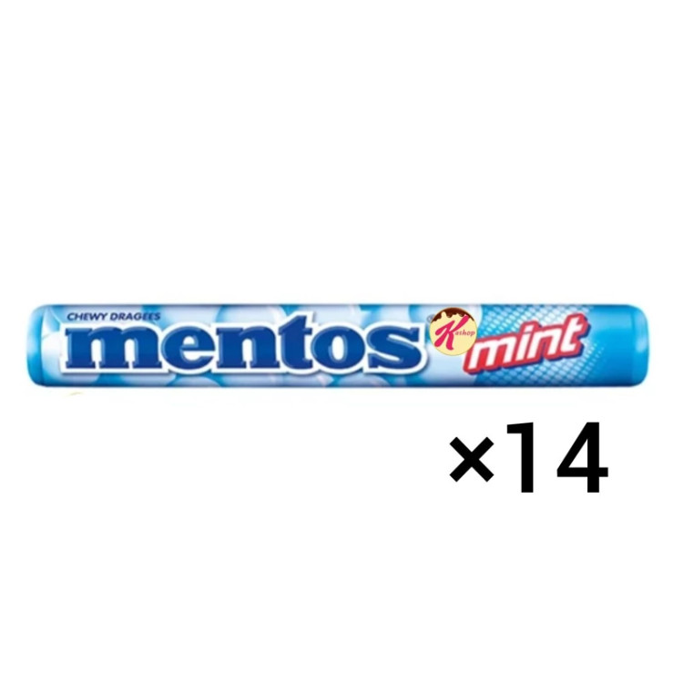 آبنبات جویدنی منتوس مدل نعنایی باکس 14 عددی mentos