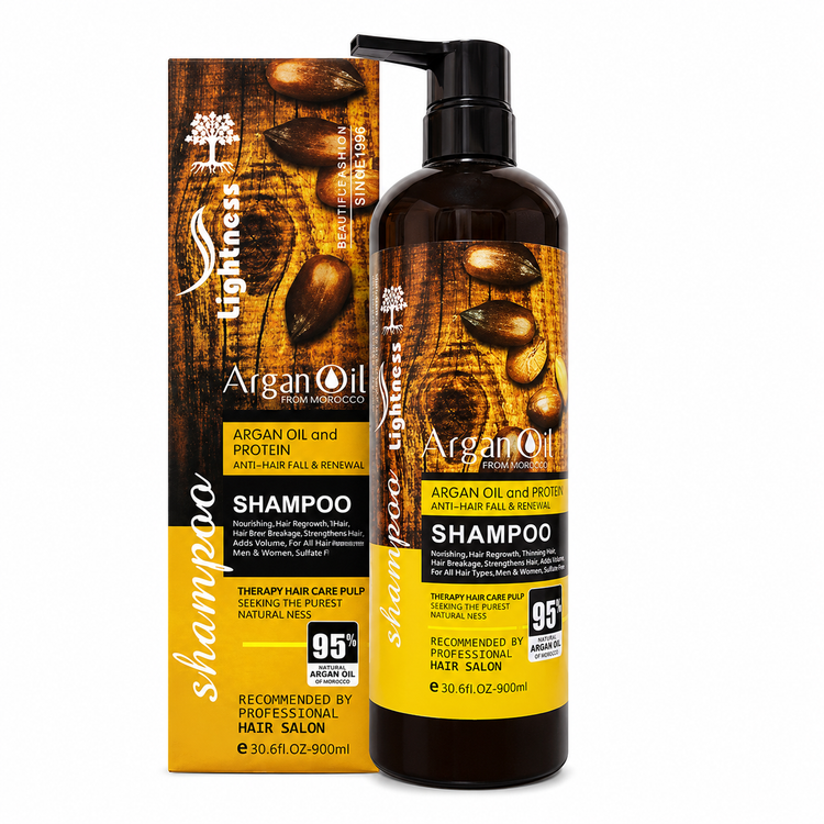 شامپو تقویتکننده و ضد ریزش مو آرگان لایتنـ.س مدل Argan Oil حجم 900 میلیلیتر