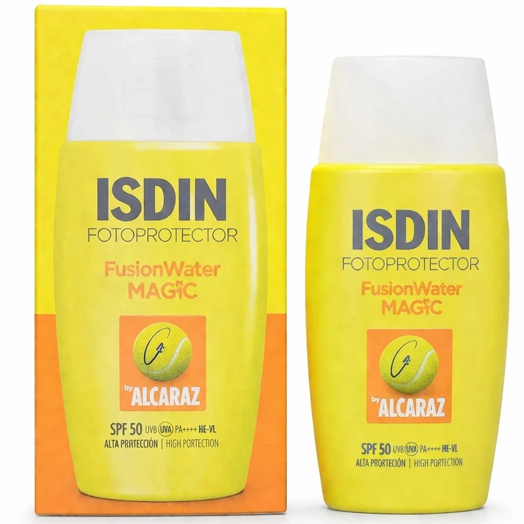 ضدآفتاب ایزدین فیوژن واتر مجیک SPF50 آلکاراز بافت سبک سریع جذب بدون چربی