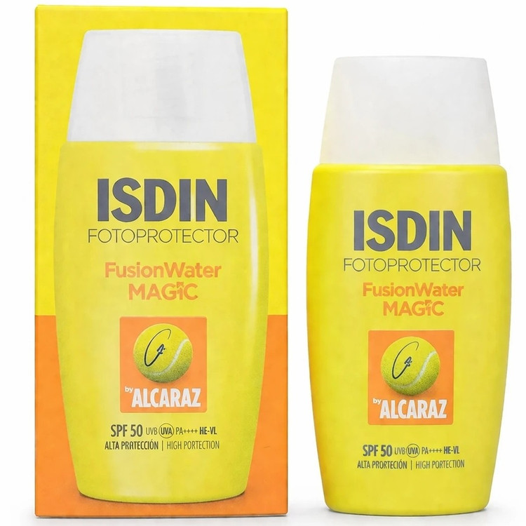ضدآفتاب ایزدین فیوژن واتر مجیک SPF50 آلکاراز بافت سبک سریع جذب بدون چربی